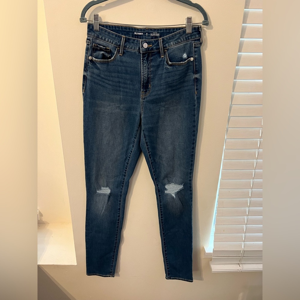 Old Navy Blue Skinny Jeans with Distressed Details